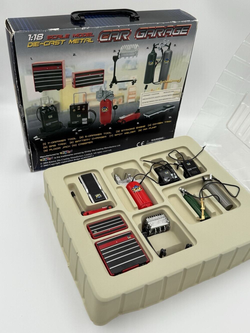 VTG Kintoy Car Garage 1:18 Scale Die-cast Set-Metal KinsFun Miniatures Sealed